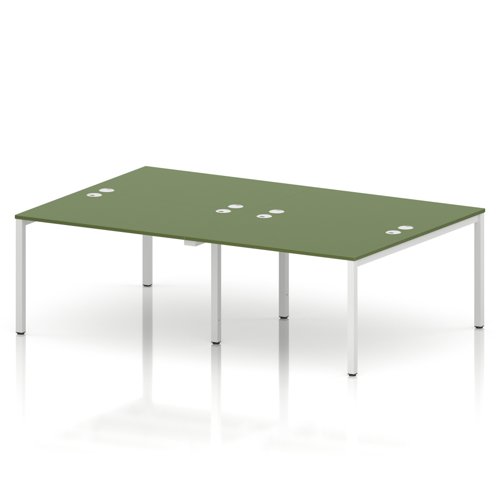 Impulse Bench B2B 4 Person 1200 White Frame Office Bench Desk Moss Green