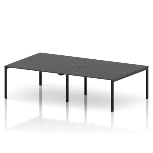 Impulse Bench B2B 4 Person 1400 Black Frame Office Bench Desk Carbon Grey
