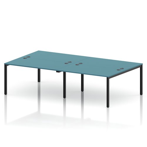 Impulse Bench B2B 4 Person 1400 Black Frame Office Bench Desk Dark Teal