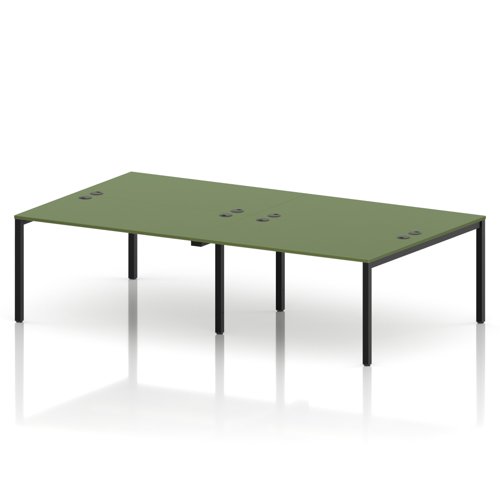Impulse Bench B2B 4 Person 1400 Black Frame Office Bench Desk Moss Green