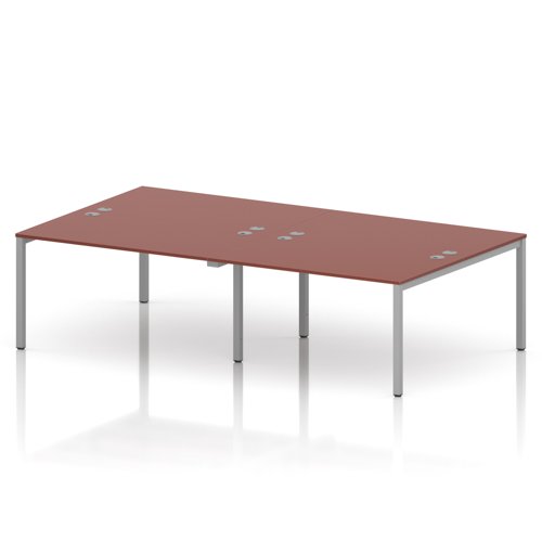 Impulse Bench B2B 4 Person 1400 Silver Frame Office Bench Desk Brick Red