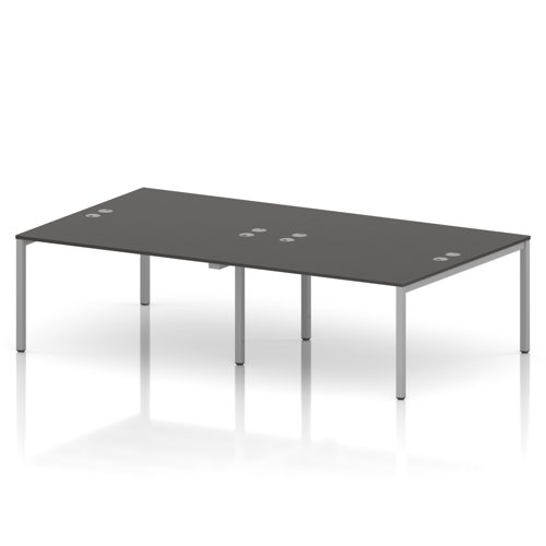 Impulse Bench B2B 4 Person 1400 Silver Frame Office Bench Desk Carbon Grey