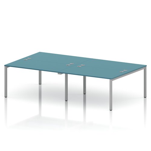 Impulse Bench B2B 4 Person 1400 Silver Frame Office Bench Desk Dark Teal