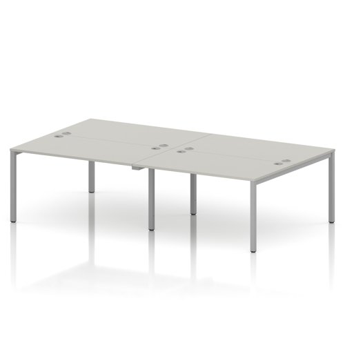 Impulse Bench B2B 4 Person 1400 Silver Frame Office Bench Desk Dove Grey