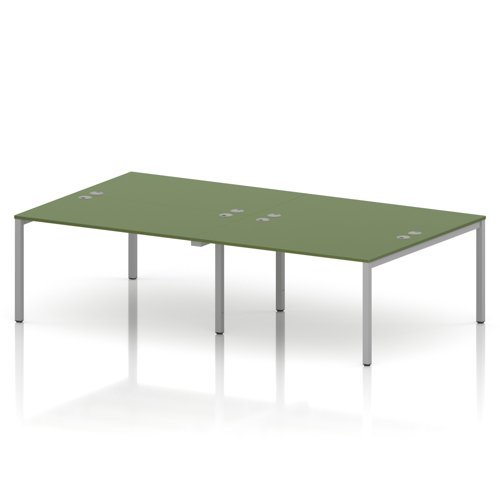 Impulse Bench B2B 4 Person 1400 Silver Frame Office Bench Desk Moss Green