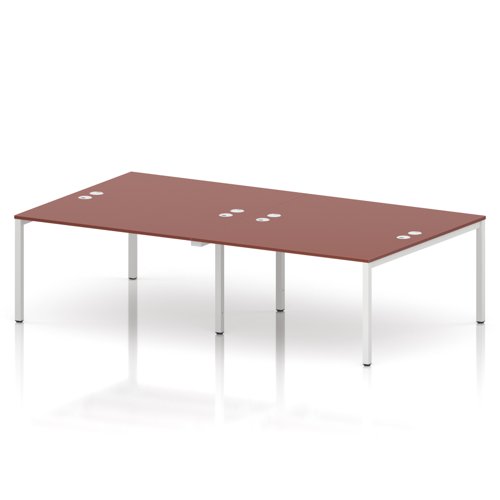 Impulse Bench B2B 4 Person 1400 White Frame Office Bench Desk Brick Red