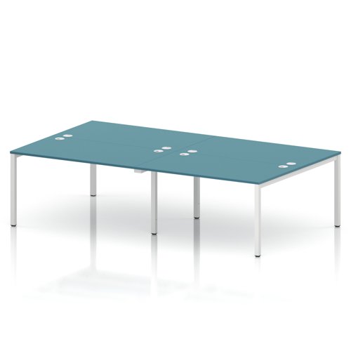 Impulse Bench B2B 4 Person 1400 White Frame Office Bench Desk Dark Teal