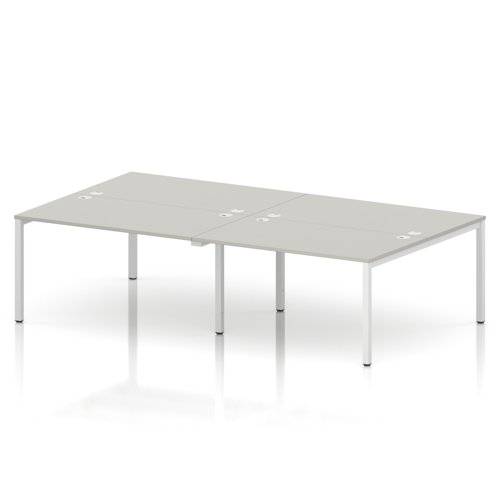 Impulse Bench B2B 4 Person 1400 White Frame Office Bench Desk Dove Grey