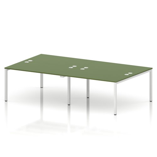 Impulse Bench B2B 4 Person 1400 White Frame Office Bench Desk Moss Green
