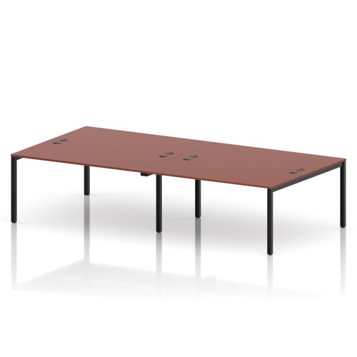 Impulse Bench B2B 4 Person 1600 Black Frame Office Bench Desk Brick Red