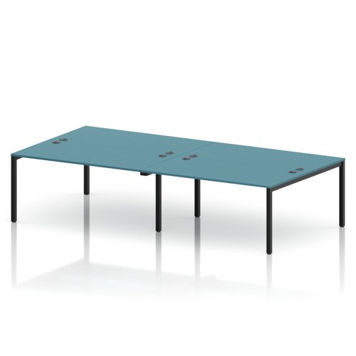 Impulse Bench B2B 4 Person 1600 Black Frame Office Bench Desk Dark Teal