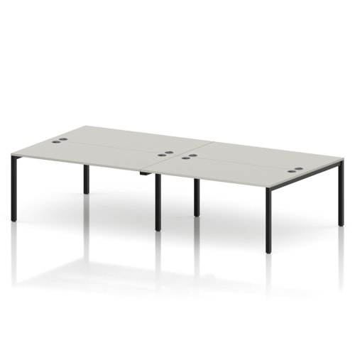 Impulse Bench B2B 4 Person 1600 Black Frame Office Bench Desk Dove Grey