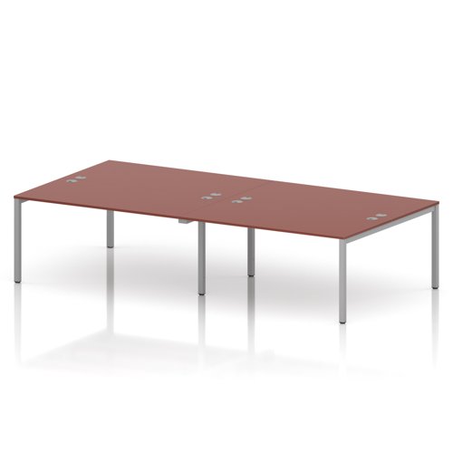 Impulse Bench B2B 4 Person 1600 Silver Frame Office Bench Desk Brick Red