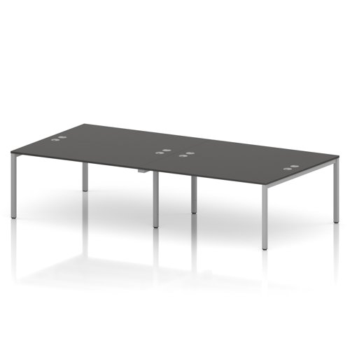 Impulse Bench B2B 4 Person 1600 Silver Frame Office Bench Desk Carbon Grey
