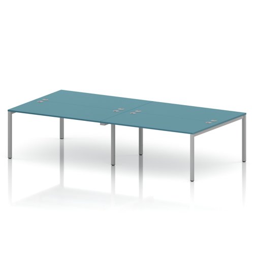 Impulse Bench B2B 4 Person 1600 Silver Frame Office Bench Desk Dark Teal