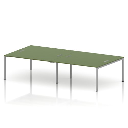 Impulse Bench B2B 4 Person 1600 Silver Frame Office Bench Desk Moss Green