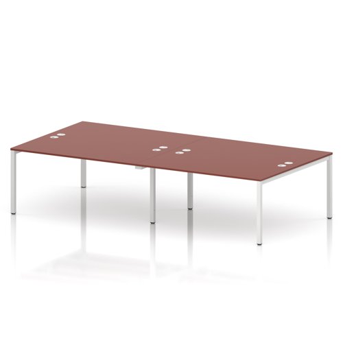Impulse Bench B2B 4 Person 1600 White Frame Office Bench Desk Brick Red