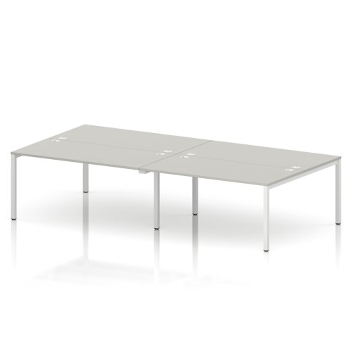 Impulse Bench B2B 4 Person 1600 White Frame Office Bench Desk Dove Grey