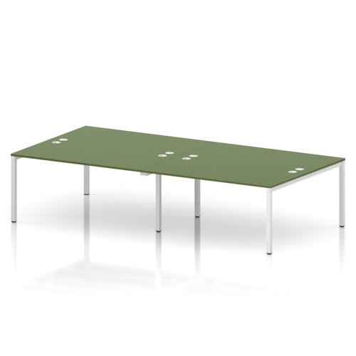 Impulse Bench B2B 4 Person 1600 White Frame Office Bench Desk Moss Green