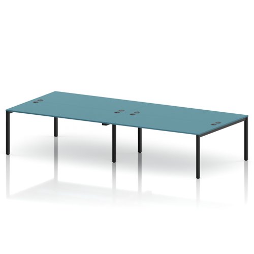 Impulse Bench B2B 4 Person 1800 Black Frame Office Bench Desk Dark Teal