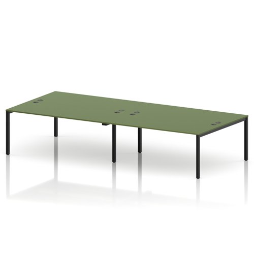 Impulse Bench B2B 4 Person 1800 Black Frame Office Bench Desk Moss Green