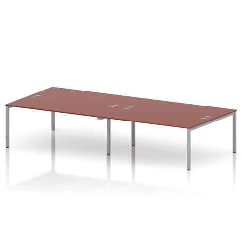 Impulse Bench B2B 4 Person 1800 Silver Frame Office Bench Desk Brick Red
