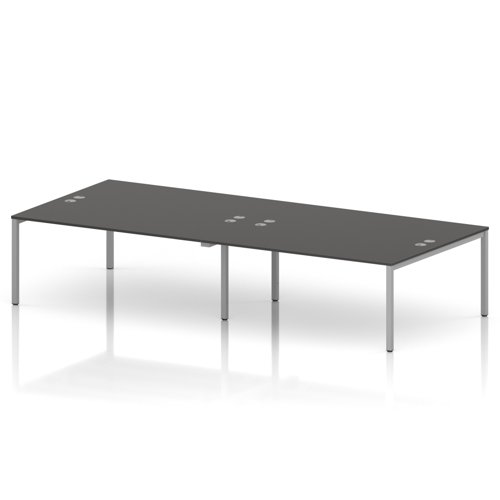 Impulse Bench B2B 4 Person 1800 Silver Frame Office Bench Desk Carbon Grey