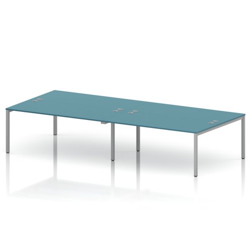 Impulse Bench B2B 4 Person 1800 Silver Frame Office Bench Desk Dark Teal