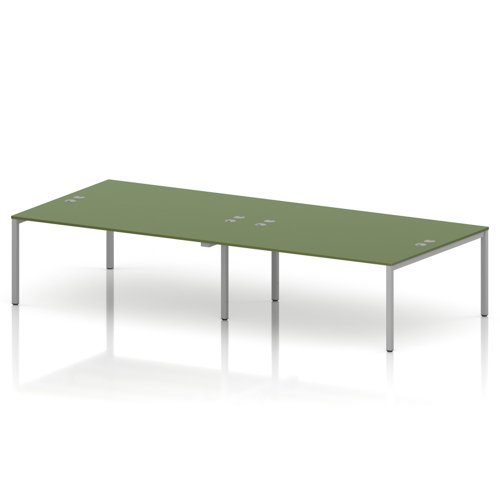 Impulse Bench B2B 4 Person 1800 Silver Frame Office Bench Desk Moss Green