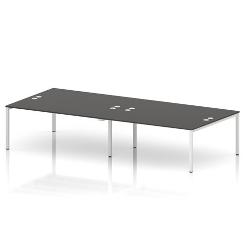 Impulse Bench B2B 4 Person 1800 White Frame Office Bench Desk Carbon Grey