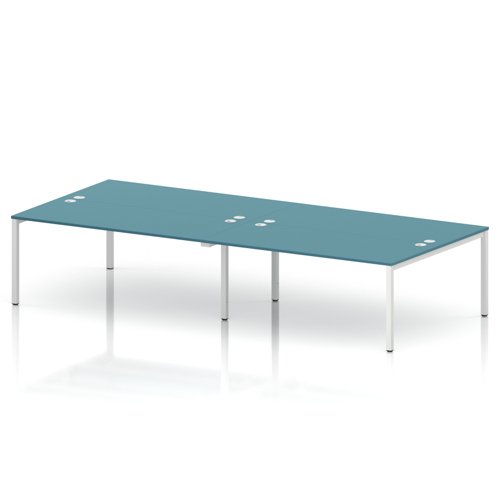 Impulse Bench B2B 4 Person 1800 White Frame Office Bench Desk Dark Teal