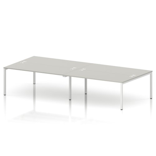 Impulse Bench B2B 4 Person 1800 White Frame Office Bench Desk Dove Grey