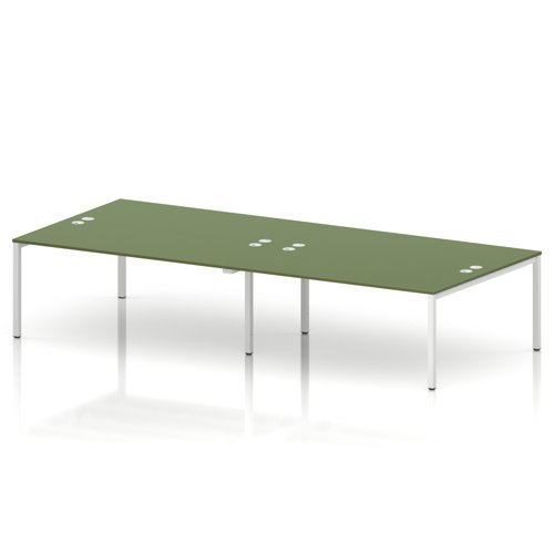 Impulse Bench B2B 4 Person 1800 White Frame Office Bench Desk Moss Green