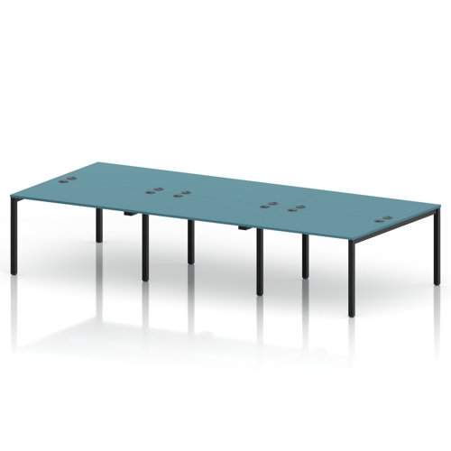 Impulse Bench B2B 6 Person 1200 Black Frame Office Bench Desk Dark Teal