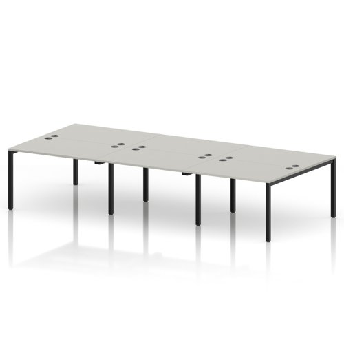 Impulse Bench B2B 6 Person 1200 Black Frame Office Bench Desk Dove Grey