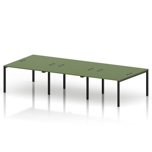 Impulse Bench B2B 6 Person 1200 Black Frame Office Bench Desk Moss Green