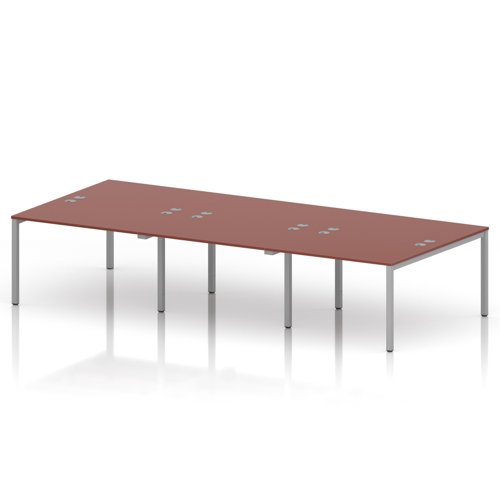 Impulse Bench B2B 6 Person 1200 Silver Frame Office Bench Desk Brick Red