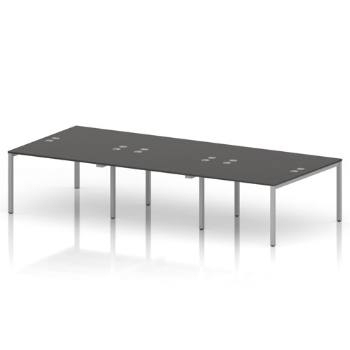 Impulse Bench B2B 6 Person 1200 Silver Frame Office Bench Desk Carbon Grey