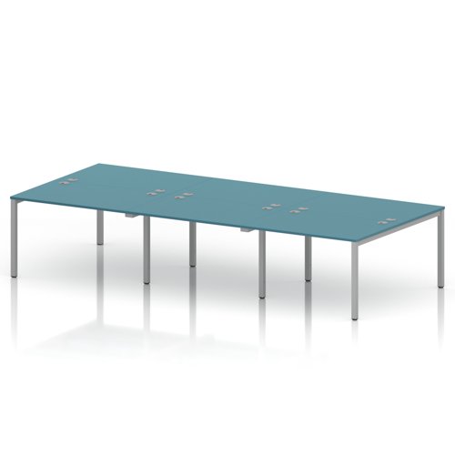 Impulse Bench B2B 6 Person 1200 Silver Frame Office Bench Desk Dark Teal
