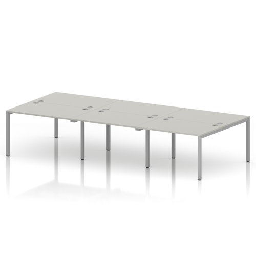 Impulse Bench B2B 6 Person 1200 Silver Frame Office Bench Desk Dove Grey