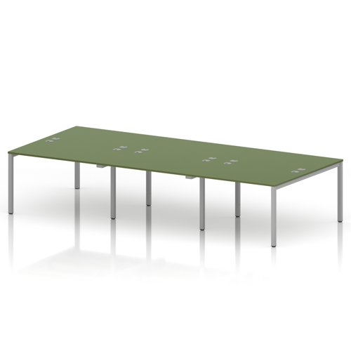 Impulse Bench B2B 6 Person 1200 Silver Frame Office Bench Desk Moss Green