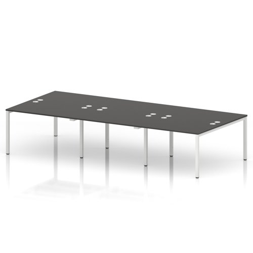 Impulse Bench B2B 6 Person 1200 White Frame Office Bench Desk Carbon Grey