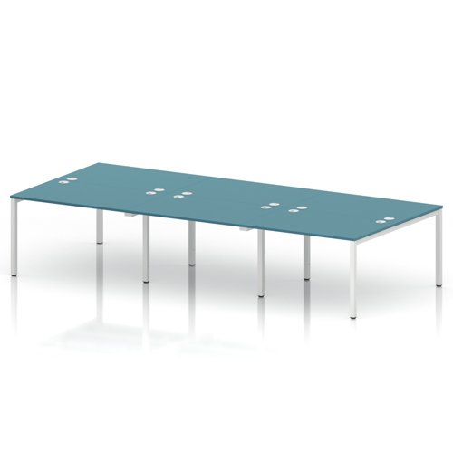 Impulse Bench B2B 6 Person 1200 White Frame Office Bench Desk Dark Teal