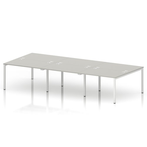 Impulse Bench B2B 6 Person 1200 White Frame Office Bench Desk Dove Grey