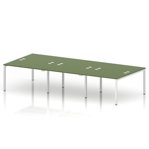 Impulse Bench B2B 6 Person 1200 White Frame Office Bench Desk Moss Green