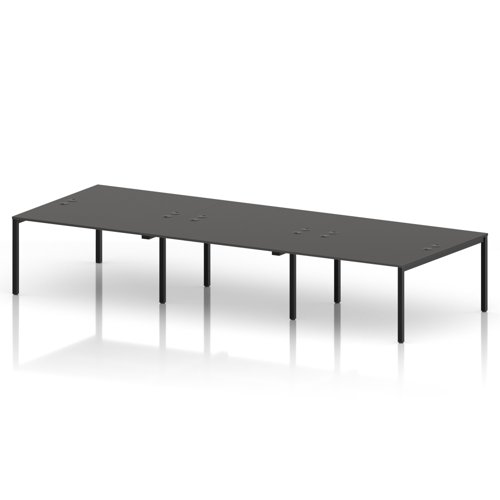 Impulse Bench B2B 6 Person 1400 Black Frame Office Bench Desk Carbon Grey