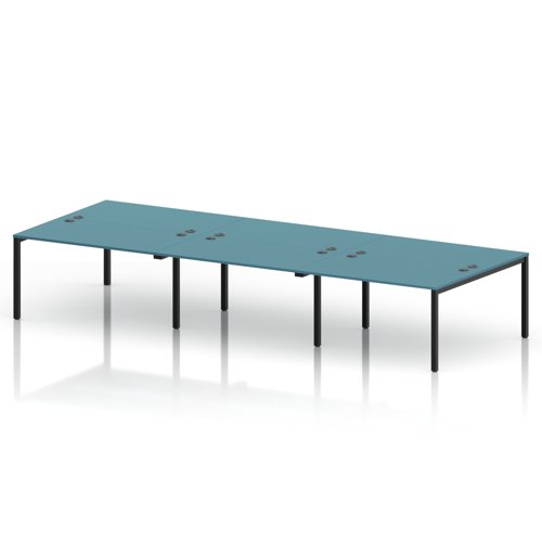 Impulse Bench B2B 6 Person 1400 Black Frame Office Bench Desk Dark Teal
