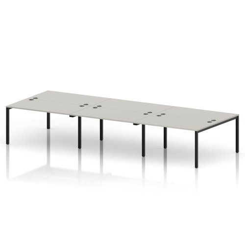 Impulse Bench B2B 6 Person 1400 Black Frame Office Bench Desk Dove Grey