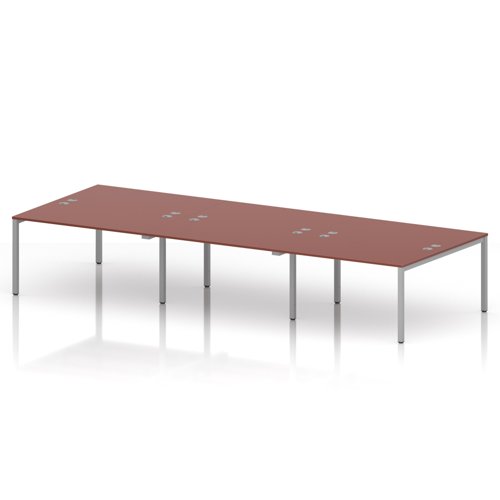 Impulse Bench B2B 6 Person 1400 Silver Frame Office Bench Desk Brick Red