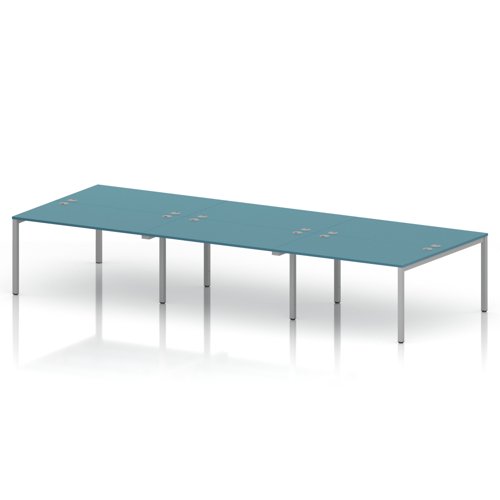 Impulse Bench B2B 6 Person 1400 Silver Frame Office Bench Desk Dark Teal